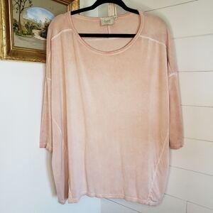 INAE Collection 3/4 Sleeve Pink Boxy Oversized Top Medium